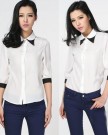 Zehui-Womens-Double-layer-Collar-chiffon-half-Sleeve-Contrast-color-Shirt-Tops-Blouse-UK10-0-3