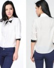 Zehui-Womens-Double-layer-Collar-chiffon-half-Sleeve-Contrast-color-Shirt-Tops-Blouse-UK10-0-4