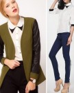 Zehui-Womens-Double-layer-Collar-chiffon-half-Sleeve-Contrast-color-Shirt-Tops-Blouse-UK10-0-5