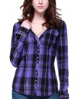 Zuri-Zuri-By-Flora-Womens-Sexy-Checked-Metallic-Thread-Long-Sleeve-Blouse-Shirt-Small-Purple-0