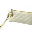 niceeshopTM-Vintage-Women-PU-Leather-Wristlet-Wallet-Diamond-Embossed-Clutches-Purse-With-Lock-White-0
