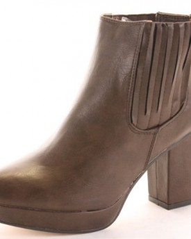 shoeFashionista-Womens-High-Heel-Platform-Chelsea-Ankle-Boots-Brown-Matt-Size-6-0