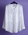 tinxsTM-White-Women-Chiffon-Blouse-Sheer-Casual-Foldable-Sleeve-Loose-T-Shirt-Top-Size-LMS-Medium-0-0